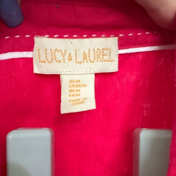 Lucy & Laurel Hot Pink Button Down Shirt - Picture 2 of 9